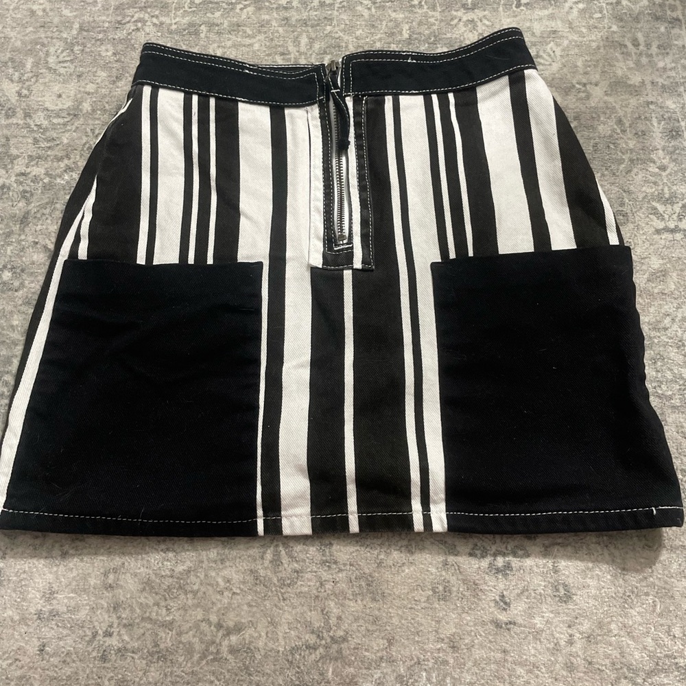 BDG Black & White Vertical Stripe Pocket Mini Skirt